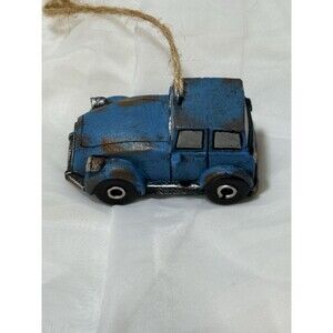 Distressed Blue Vintage Car Christmas Ornament Holiday Distressed Farmhouse